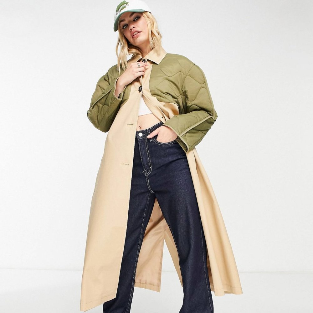 Hybrid Quilted Trench Coach Khaki